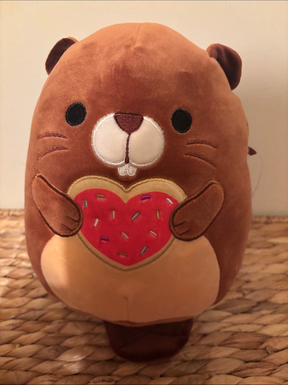 Squishmallows Brown Otter Plush with Red Heart Donut “Chip”